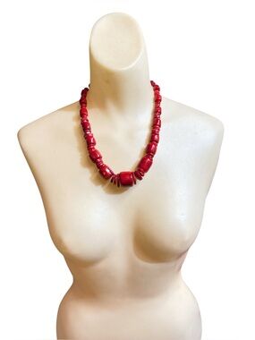 Vintage Sterling Silver DTR Jay King Chunky Red Coral Adjustable Necklace 21”
